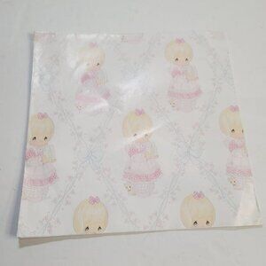 Vintage 1992 Precious Moments Kawaii Pastel Pink Gift Wrap